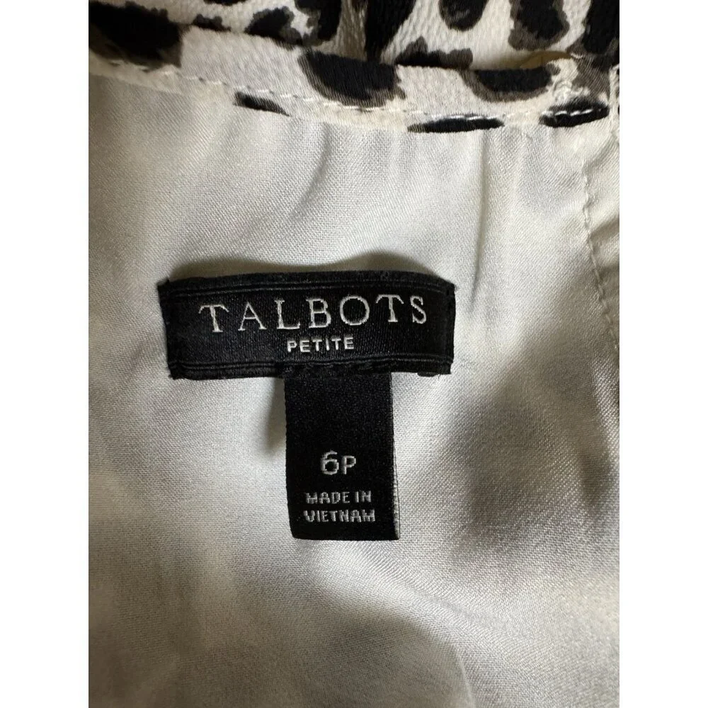 Talbots Petite 6P Leopard Print Cinch Waist Midi Dress